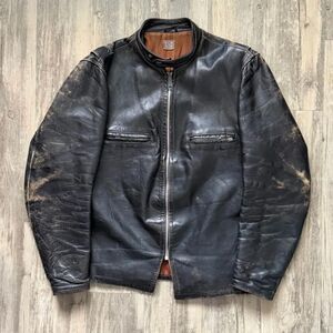 Vintage 1960s Beck 666 Series Single Rider Horse Hide Leather Motorcycle Jacket